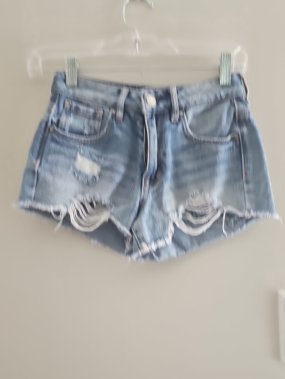 PacSun Festival Shorts Light Blue Distressed Denim Cutoff Shorts